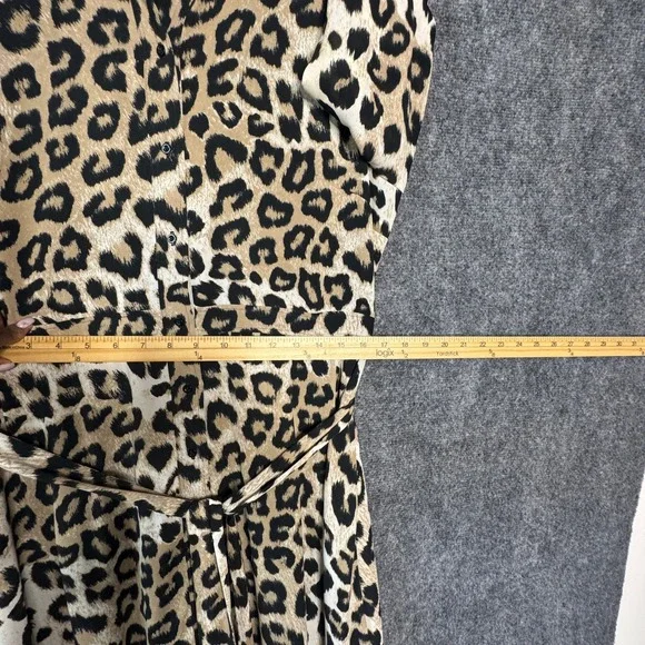 Banana Republic Dress Leopard Print Maxi Shirt Women 14 Classic Elegant Mobwife - Picture 9 of 12